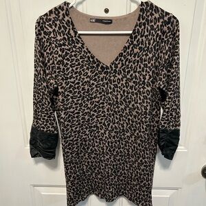 Maurices Leopard Print/Faux Leather Top